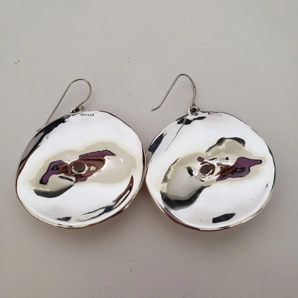 E&L Israel Sterling Silver Electroform Drop Earrings - Picture 7 of 9